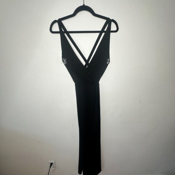 Reformation Sexy Black Vienna Maxi Deep-V Front Criss Cross Back High Slit XS - Picture 3 of 13